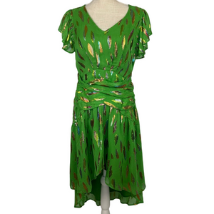 Ciebon Midi Dress Women's M High-Low Sparkly Green Fit & Flare Mermaidcore